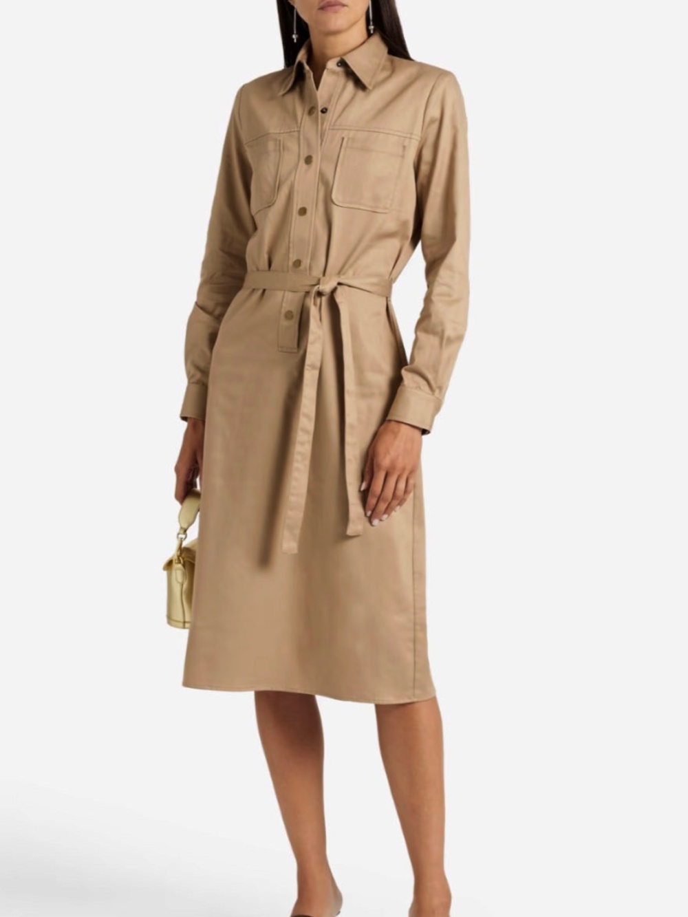 Share NILI LOTAN | Agatha Cotton-Twill | Midi Shirt Dress | Natural | Size Large